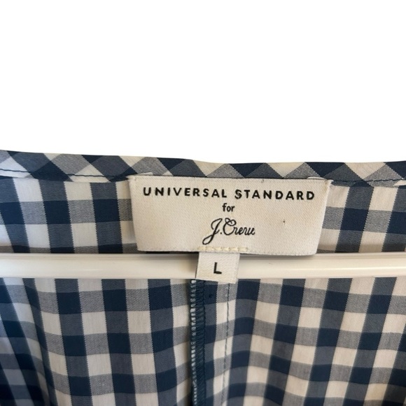 J. Crew X Universal Standard Blue and White Gingham Poplin Blouse Large Cotton - Picture 6 of 14